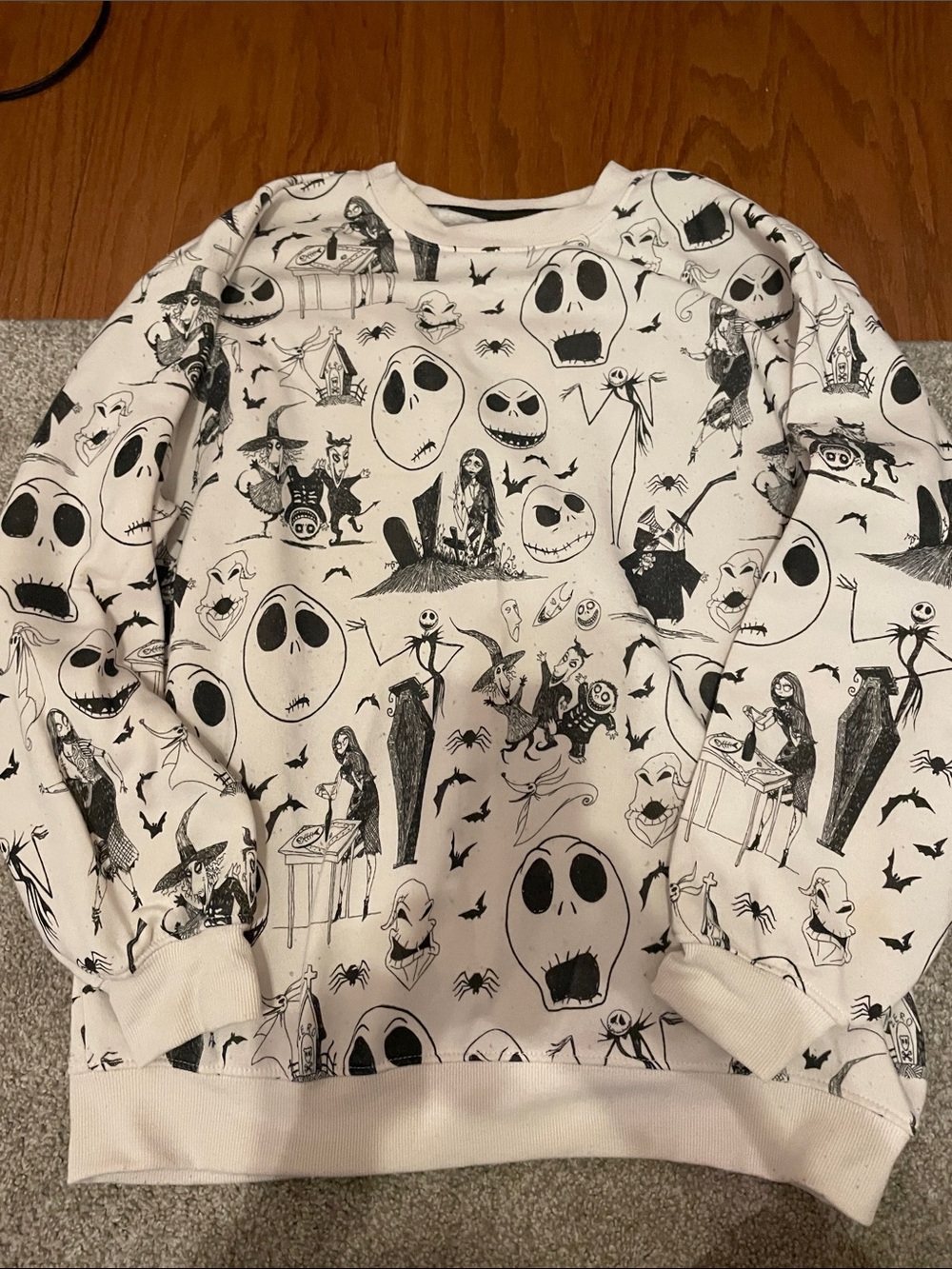 Disney White & Black Nightmare Before Christmas Graphic Sweatshirt